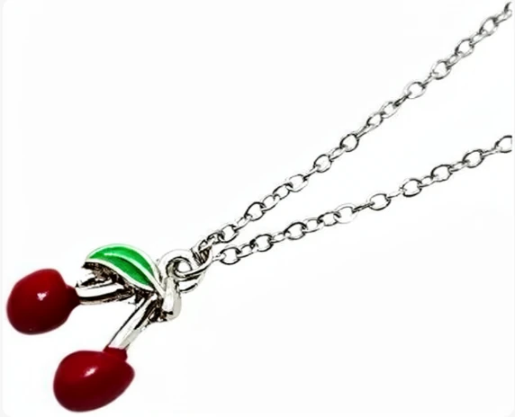 Cadena de acero quirurgico con dije cerezas 45cm + 5cm